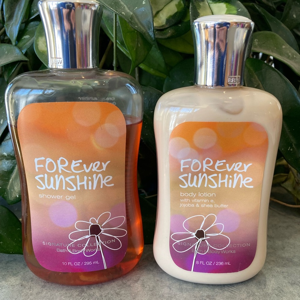 Bath & Body Works FOREVER SUNSHINE 10 oz Shower Gel & 8 oz Body Lotion Set - New